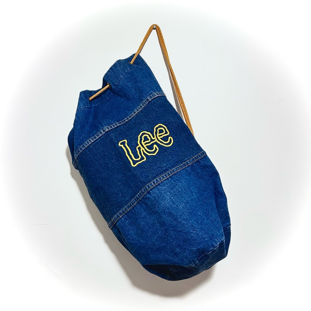 Vintage Lee Jeans Blue Denim Bag with Yellow Accents 80’s